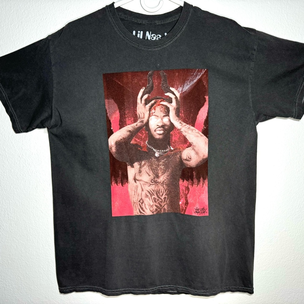 Lil Nas X by Goodie Two Sleeves Graphic Shirt Dark Gray Large